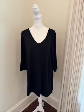 J.Jill Wearever Collection Black jersey knit 3/4 sleeve Tunic Top Women's Medium